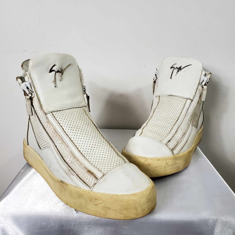 Vintage Giuseppe Zanotti white Croc embossed leather sneakers - Picture 4 of 14